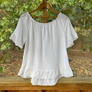 Terzo Millennio Women's White Linen Blouse Size L